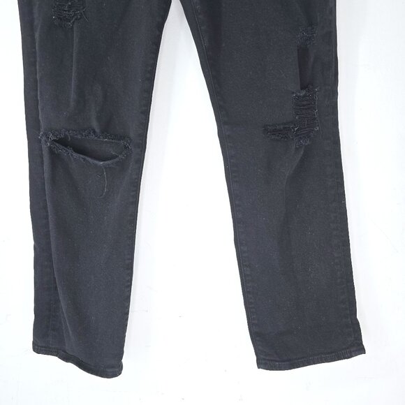 Paige Black Distressed James Crop Low Rise Denim Jeans Raw Hem - Picture 2 of 7